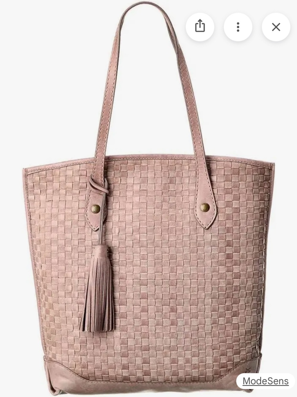 Frye Woven Tassel Tote Mushroom (grey/pink) NWT , small spots read desc